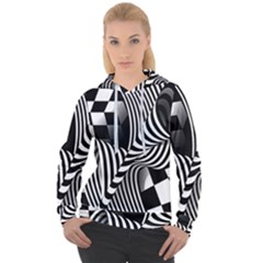 Op-art-black-white-drawing Women s Overhead Hoodie by Bedest