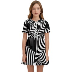 Op-art-black-white-drawing Kids  Sweet Collar Dress