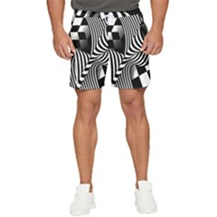 Op-art-black-white-drawing Men s Runner Shorts