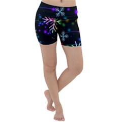 Snowflakes Snow Winter Christmas Lightweight Velour Yoga Shorts by Bedest