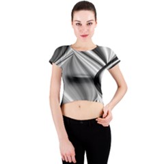 Waves-black-and-white-modern Crew Neck Crop Top