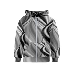Waves-black-and-white-modern Kids  Zipper Hoodie by Bedest