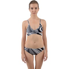Waves-black-and-white-modern Wrap Around Bikini Set by Bedest