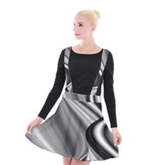 Waves-black-and-white-modern Suspender Skater Skirt by Bedest