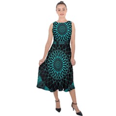 Ornament-district-turquoise Midi Tie-back Chiffon Dress