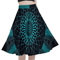 Ornament-district-turquoise A-line Full Circle Midi Skirt With Pocket by Bedest