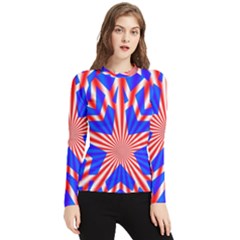 Star-explosion-burst-usa-red Women s Long Sleeve Rash Guard by Bedest