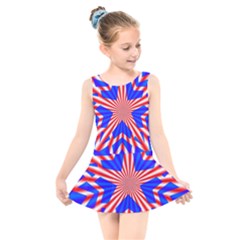 Star-explosion-burst-usa-red Kids  Skater Dress Swimsuit