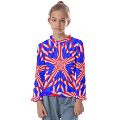 Star-explosion-burst-usa-red Kids  Frill Detail T-shirt by Bedest