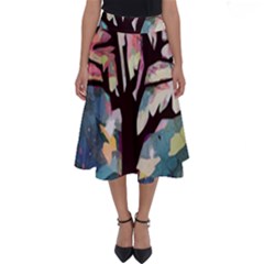 Tree-moon-night-sky-landscape Perfect Length Midi Skirt by Bedest