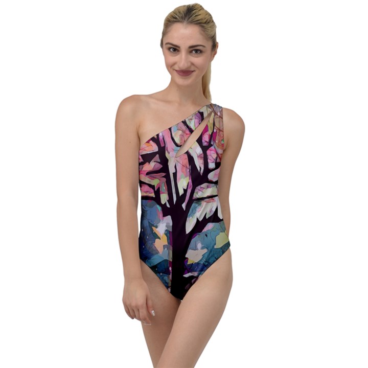 Tree-moon-night-sky-landscape To One Side Swimsuit