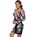 Tree-moon-night-sky-landscape Women Long Sleeve Ruched Stretch Jersey Dress View3