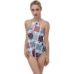 Mint Black Coral Heart Paisley Go With The Flow One Piece Swimsuit by Bedest