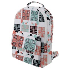 Mint Black Coral Heart Paisley Flap Pocket Backpack (small)