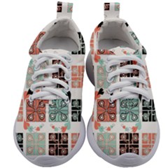 Mint Black Coral Heart Paisley Kids Athletic Shoes