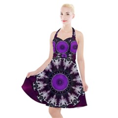 Kaleidoscope-round-circle-geometry Halter Party Swing Dress 