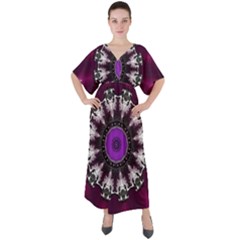 Kaleidoscope-round-circle-geometry V-neck Boho Style Maxi Dress