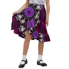 Kaleidoscope-round-circle-geometry Kids  Ruffle Flared Wrap Midi Skirt