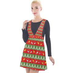 Christmas-papers-red-and-green Plunge Pinafore Velour Dress