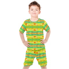 Birds-beach-sun-abstract-pattern Kids  T-shirt And Shorts Set by Bedest