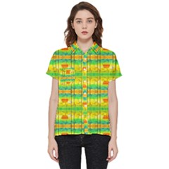 Birds-beach-sun-abstract-pattern Short Sleeve Pocket Shirt by Bedest
