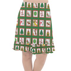 Christmas-paper-christmas-pattern Fishtail Chiffon Skirt