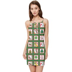 Christmas-paper-christmas-pattern Summer Tie Front Dress