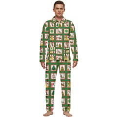 Christmas-paper-christmas-pattern Men s Long Sleeve Velvet Pocket Pajamas Set by Bedest