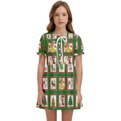 Christmas-paper-christmas-pattern Kids  Sweet Collar Dress