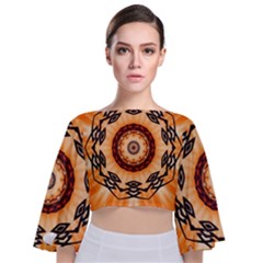 Abstract-kaleidoscope-colorful Tie Back Butterfly Sleeve Chiffon Top