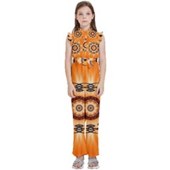 Abstract-kaleidoscope-colorful Kids  Sleeveless Ruffle Edge Band Collar Chiffon One Piece