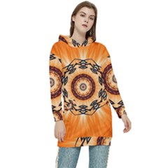 Abstract-kaleidoscope-colorful Women s Long Oversized Pullover Hoodie