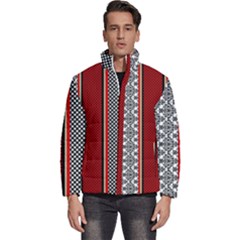 Background-damask-red-black Men s Puffer Bubble Jacket Coat