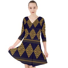 Abstract-batik Klasikjpg Quarter Sleeve Front Wrap Dress by nateshop