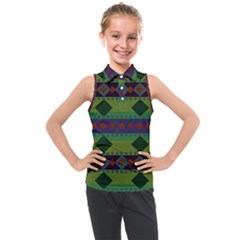 Background-batik 01 Kids  Sleeveless Polo T-Shirt