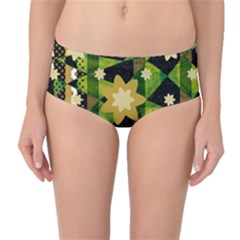 Background-batik 02 Mid-waist Bikini Bottoms by nateshop
