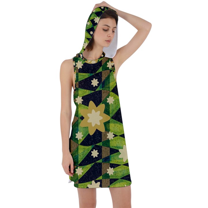 Background-batik 02 Racer Back Hoodie Dress