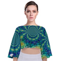 Fractal Tie Back Butterfly Sleeve Chiffon Top