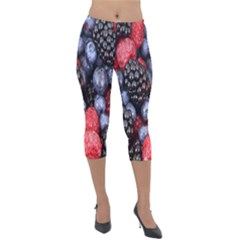 Berries-01 Lightweight Velour Capri Leggings 