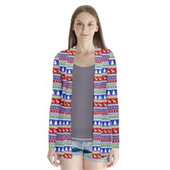 Christmas-color-stripes Pattern Drape Collar Cardigan by Bedest