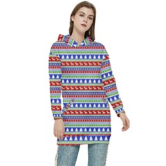 Christmas-color-stripes Pattern Women s Long Oversized Pullover Hoodie