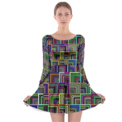 Wallpaper-background-colorful Long Sleeve Skater Dress by Bedest