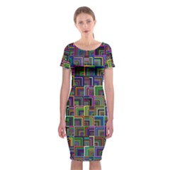 Wallpaper-background-colorful Classic Short Sleeve Midi Dress by Bedest
