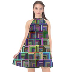 Wallpaper-background-colorful Halter Neckline Chiffon Dress  by Bedest