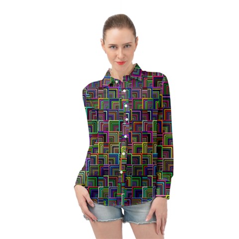 Wallpaper-background-colorful Long Sleeve Chiffon Shirt by Bedest