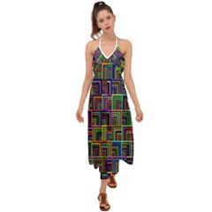 Wallpaper-background-colorful Halter Tie Back Dress  by Bedest