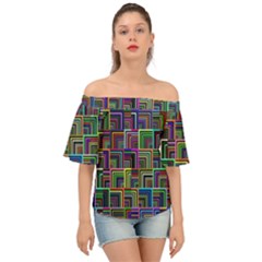 Wallpaper-background-colorful Off Shoulder Short Sleeve Top by Bedest