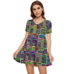 Wallpaper-background-colorful Tiered Short Sleeve Babydoll Dress by Bedest