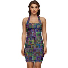 Wallpaper-background-colorful Sleeveless Wide Square Neckline Ruched Bodycon Dress by Bedest