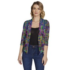 Wallpaper-background-colorful Women s Draped Front 3/4 Sleeve Shawl Collar Jacket by Bedest